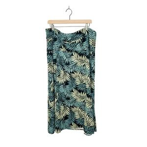 Athena‎ Marie Tropical Palm Print Linen Blend Maxi Skirt XL